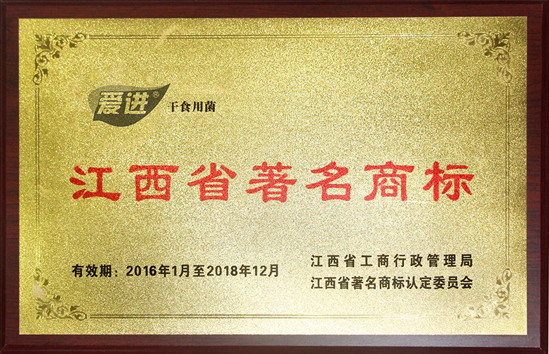 2018愛進(jìn)江西省著名商標(biāo)